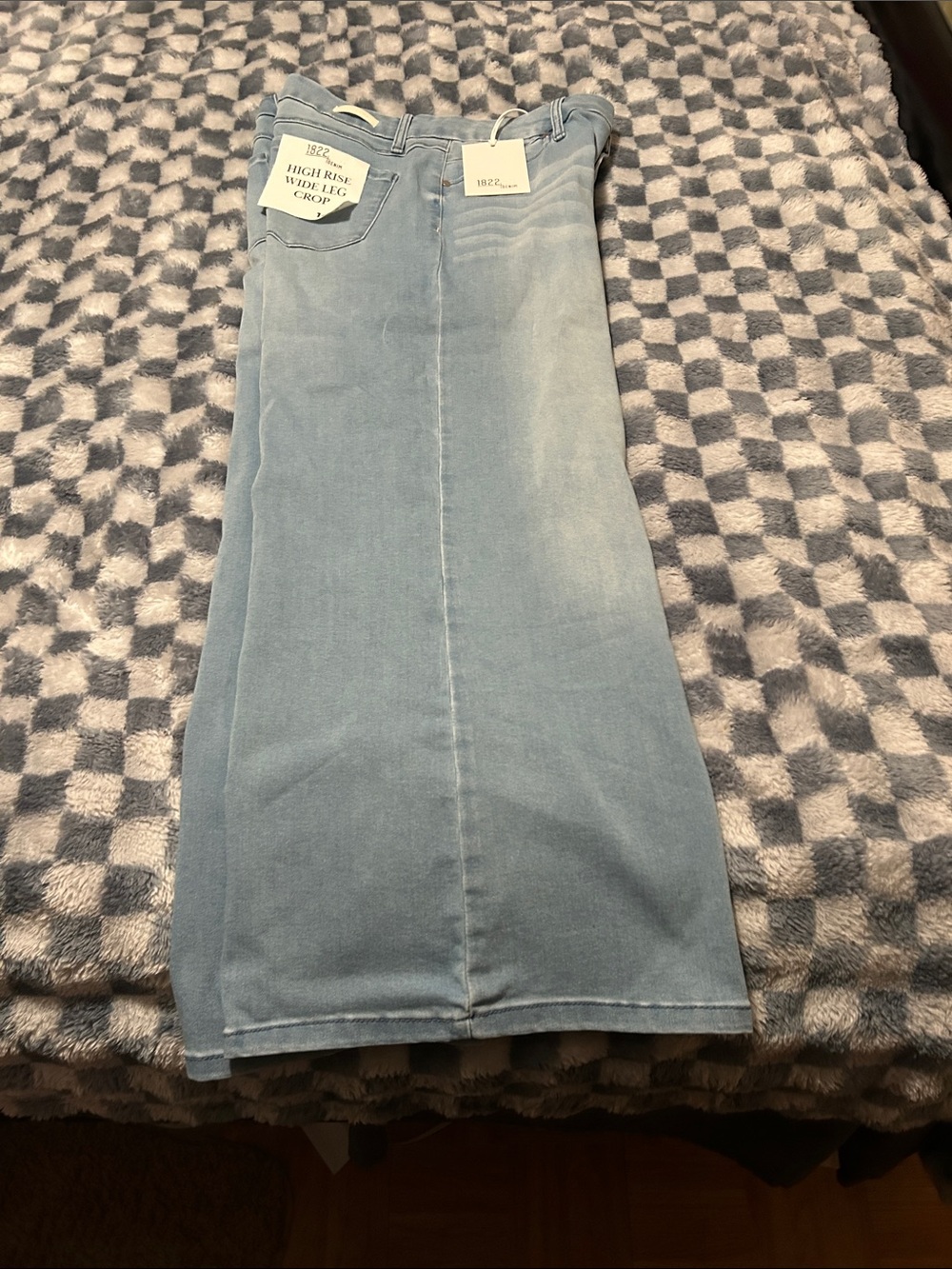 1822 Denim Light Blue High Rise Wide Leg Crop Jeans better butter